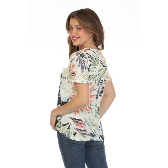 Colorful splash floral mesh Top - Picture 7 of 9